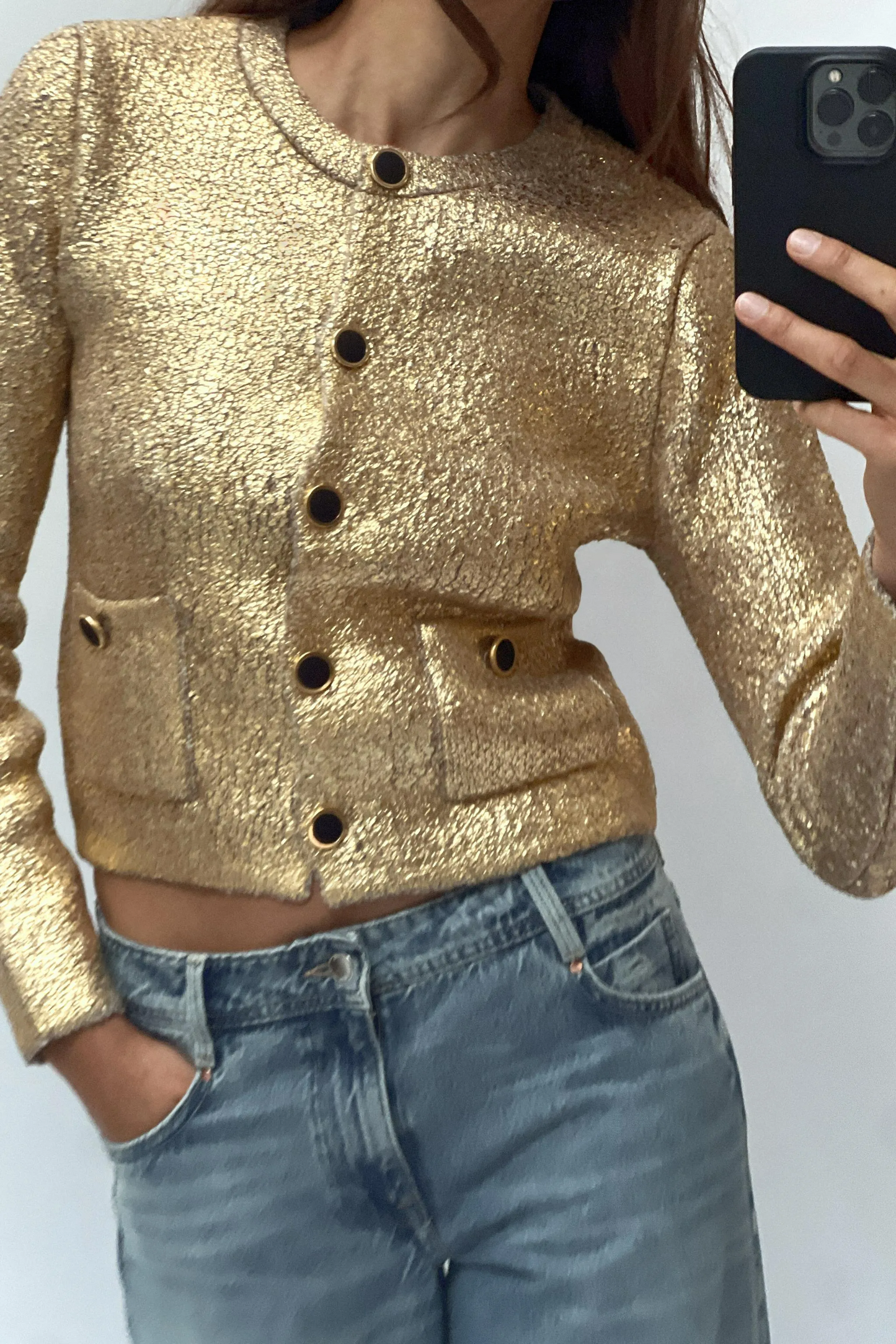 BRONYA GOLD KNIT CARDIGAN