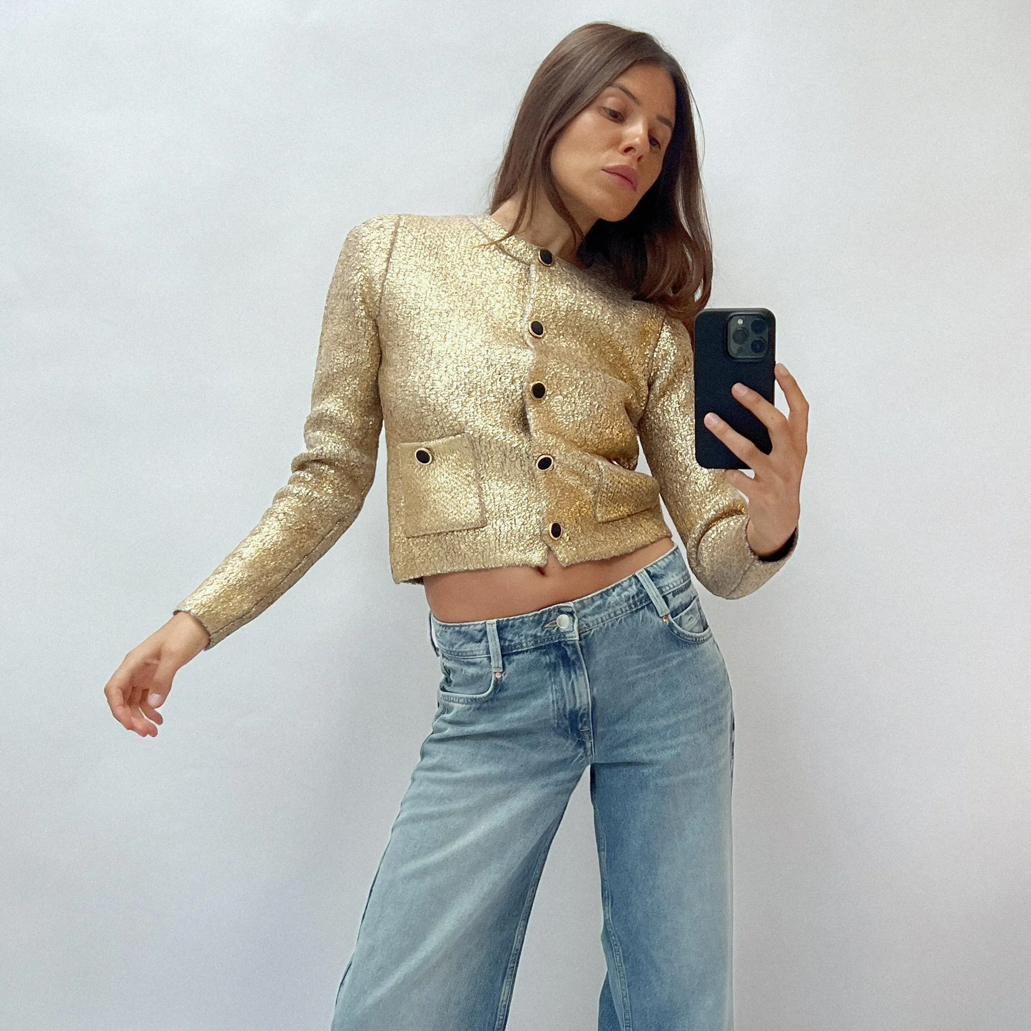 BRONYA GOLD KNIT CARDIGAN