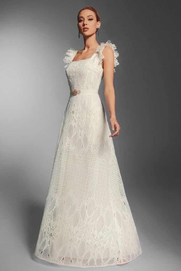 PETALS EMBROIDERY MAXI DRESS