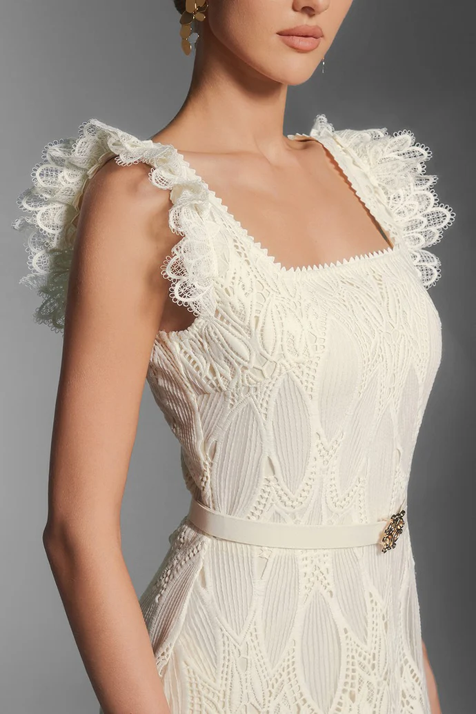PETALS EMBROIDERY MAXI DRESS