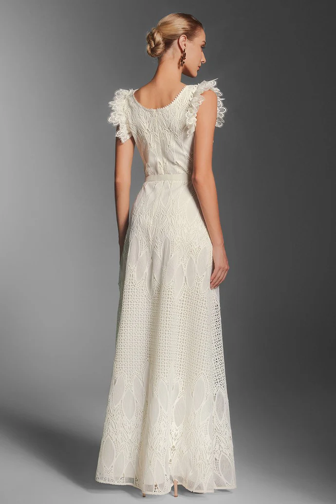 PETALS EMBROIDERY MAXI DRESS