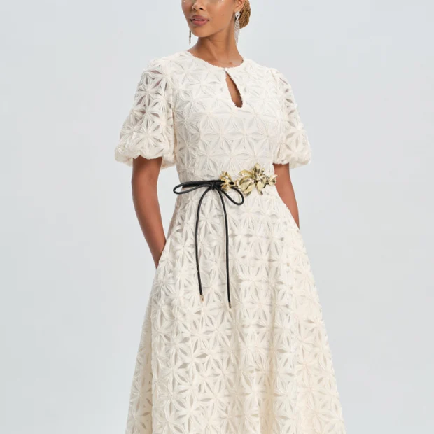 TEXTURED FLOWER DRESS
