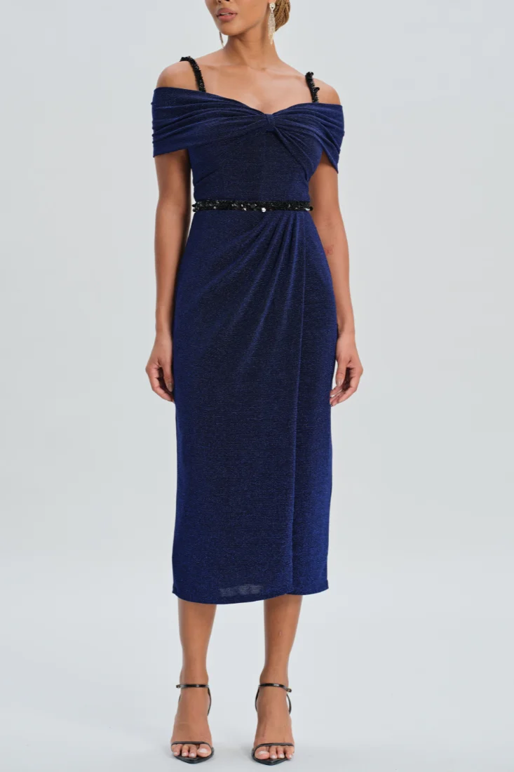 OFF-SHOULDER MIDI DRESS