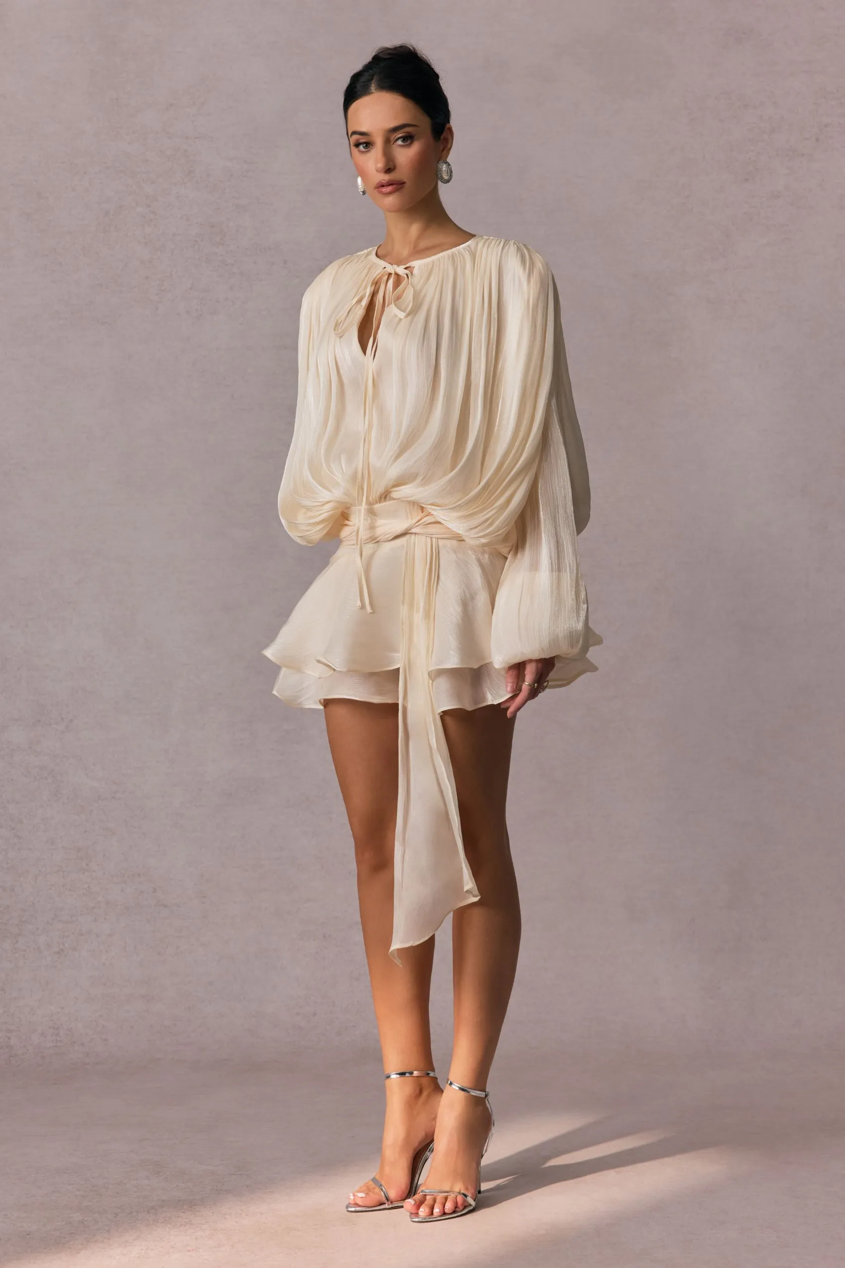 beryl mini dress BERYL PLEATED RUFFLE HEM MINI DRESS KIMIREY