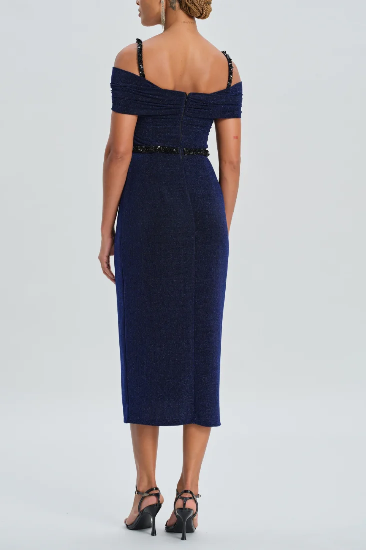 OFF-SHOULDER MIDI DRESS