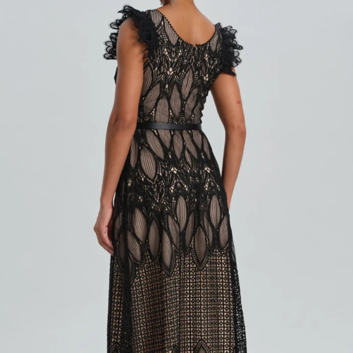 PETALS EMBROIDERY MAXI DRESS