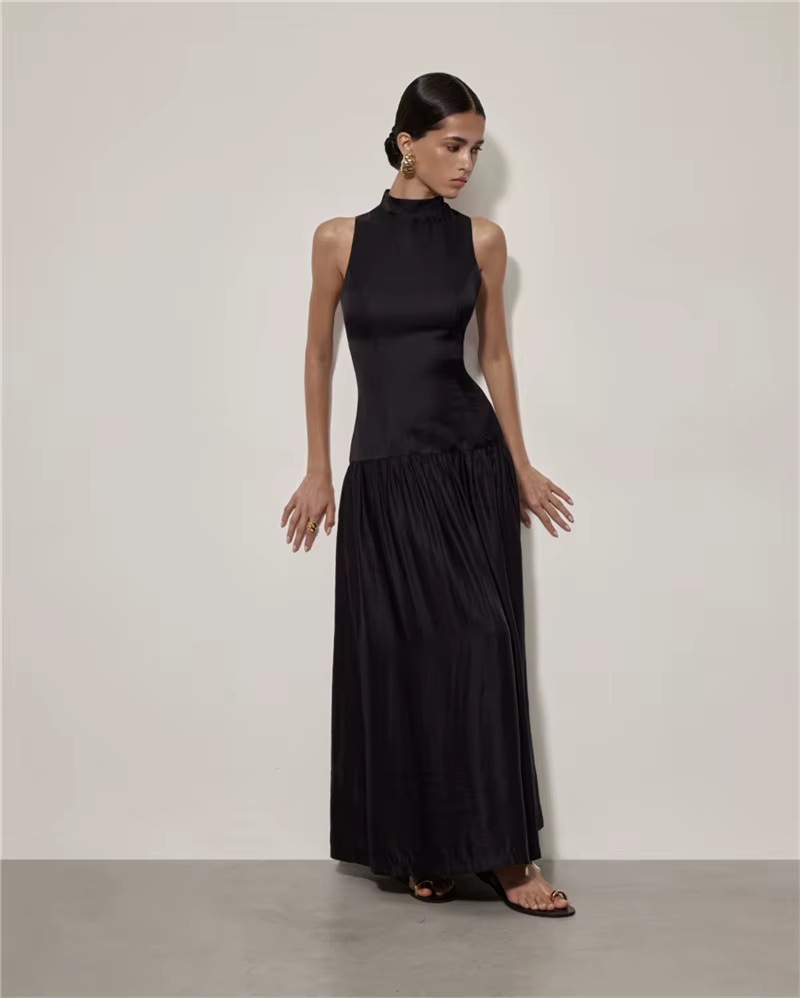 LAINE HIGH NECK BACKLESS MAXI DRESS
