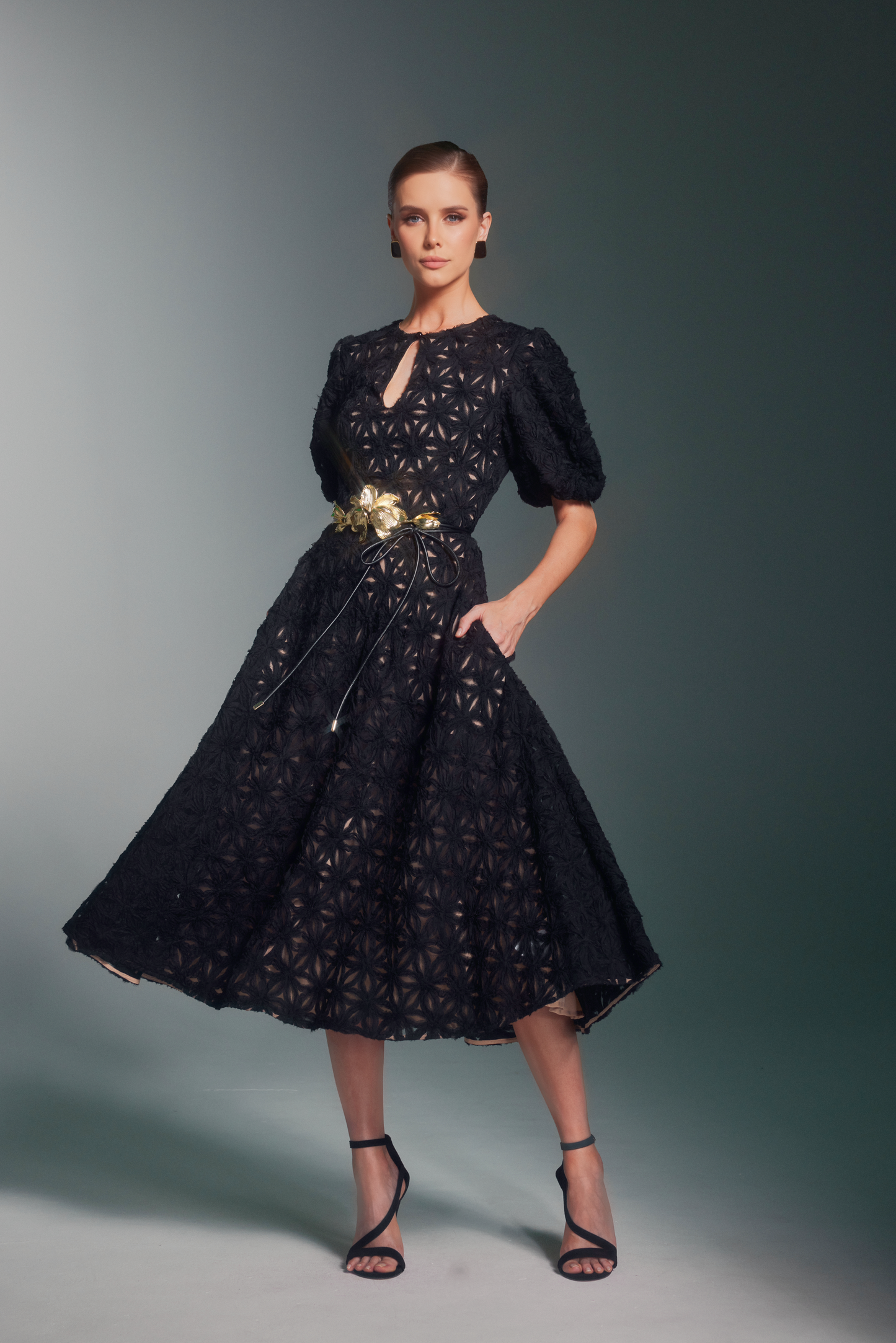 TEXTURED FLOWER DRESS