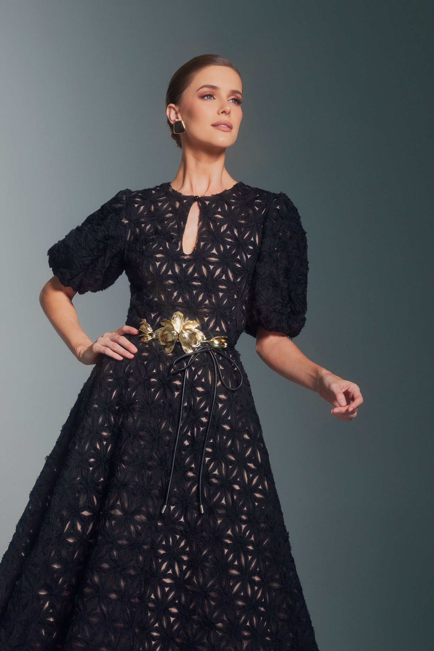TEXTURED FLOWER DRESS