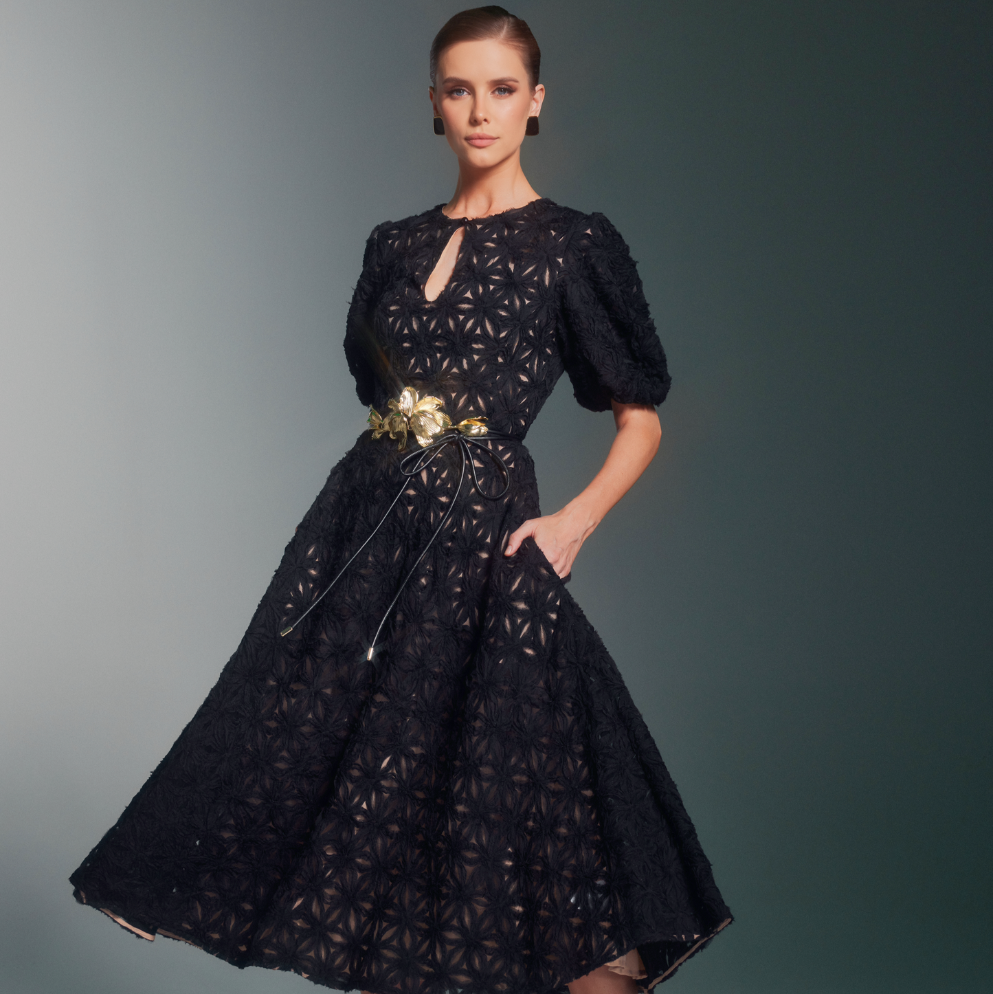 TEXTURED FLOWER DRESS