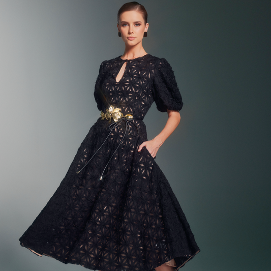 TEXTURED FLOWER DRESS
