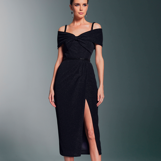 OFF-SHOULDER MIDI DRESS