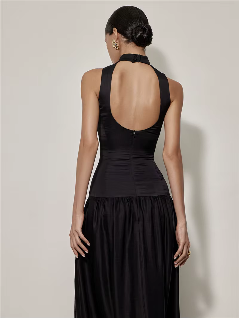 LAINE HIGH NECK BACKLESS MAXI DRESS