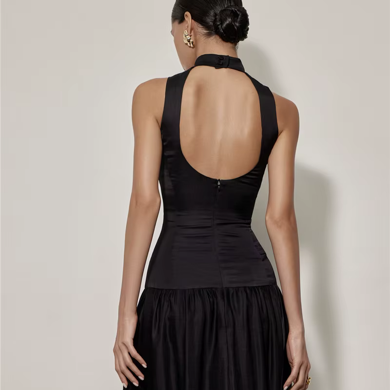 LAINE HIGH NECK BACKLESS MAXI DRESS