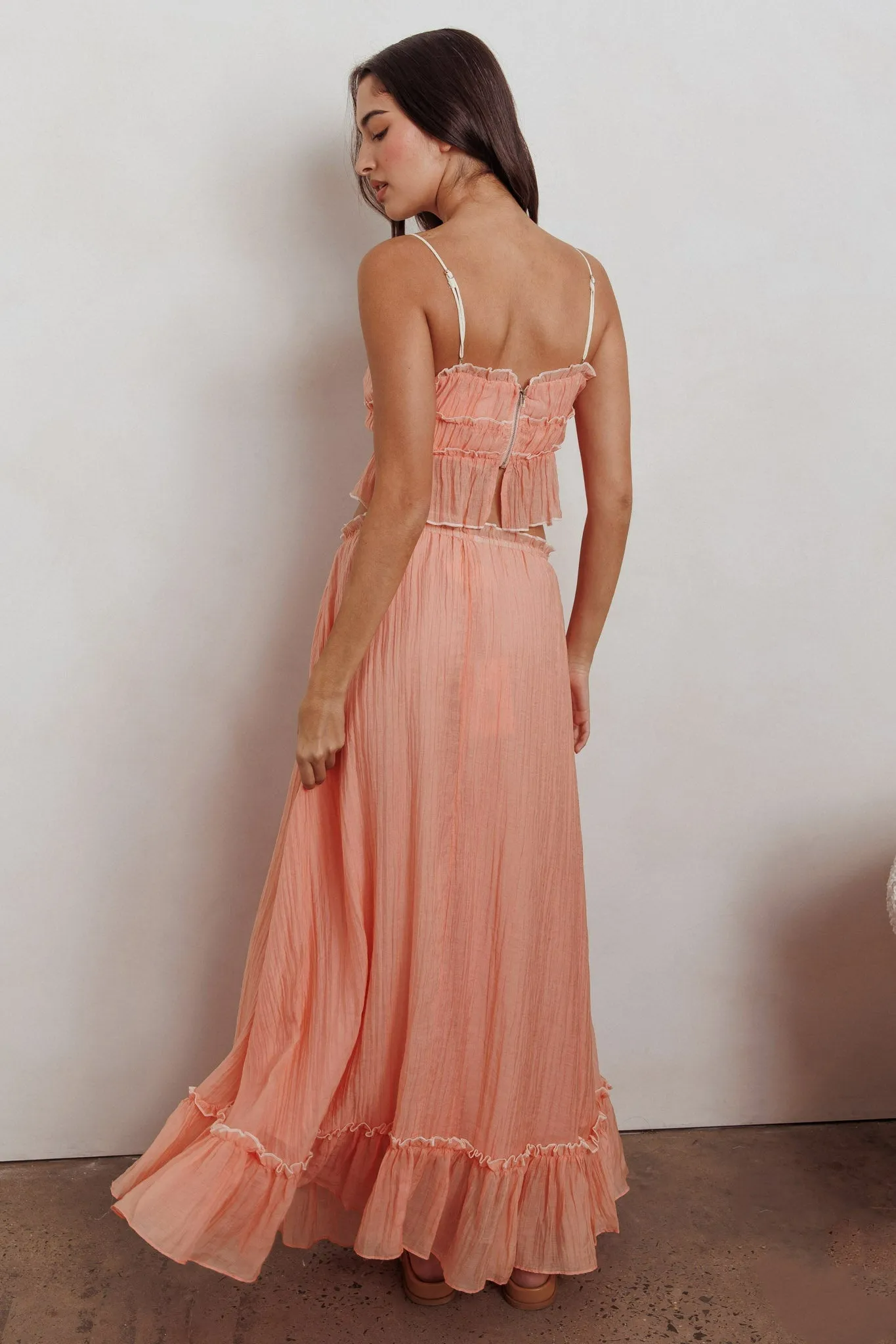 CYNTHIA BOW DETAIL RUCHED SKIRT SET