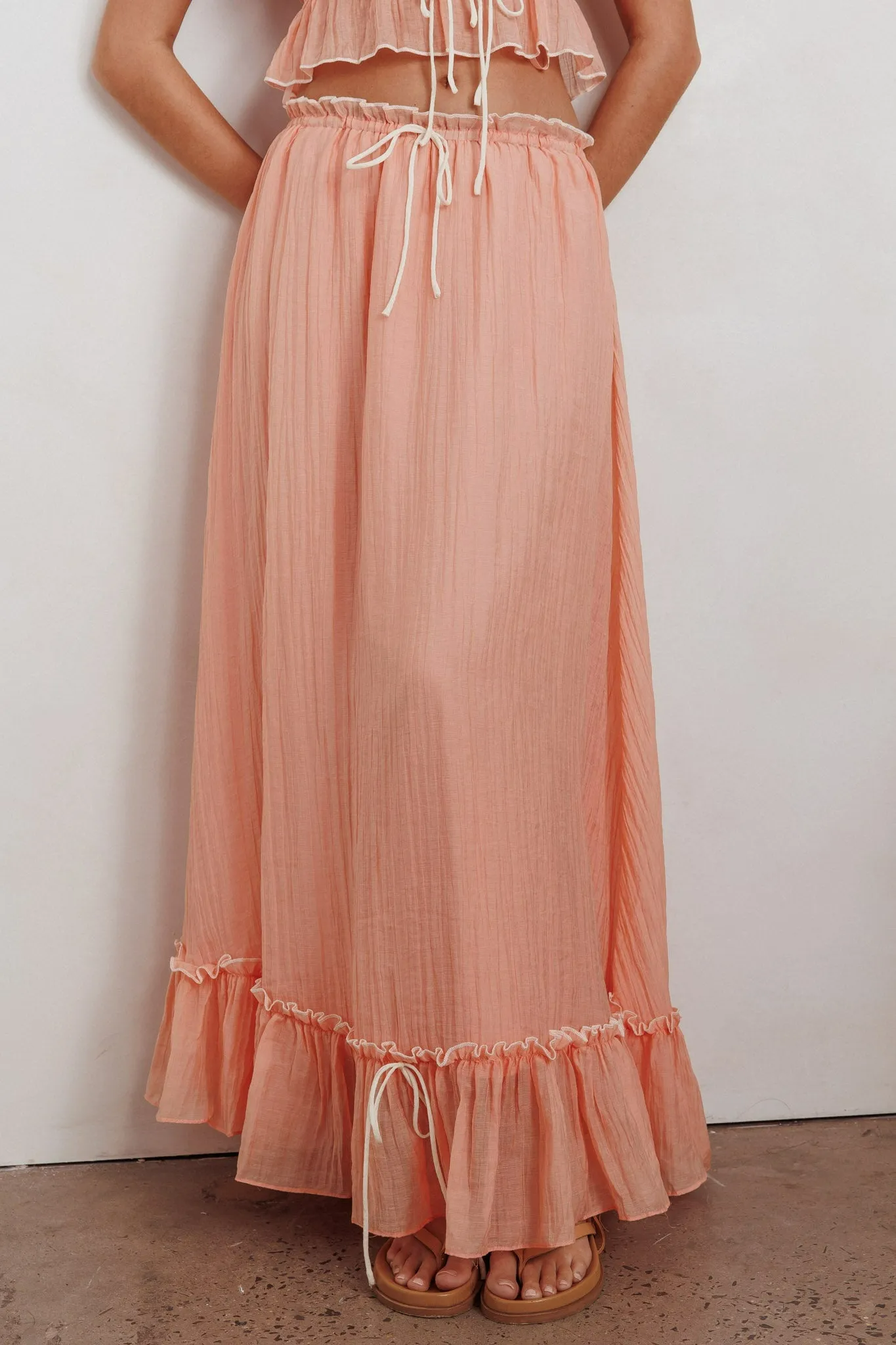 CYNTHIA BOW DETAIL RUCHED SKIRT SET