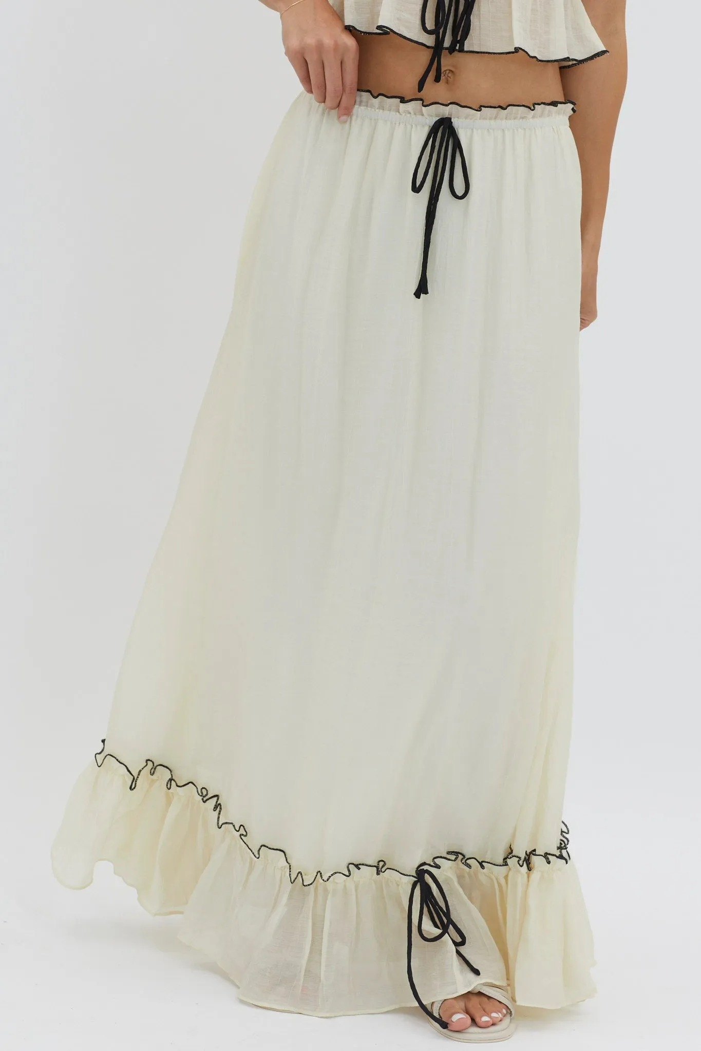 CYNTHIA BOW DETAIL RUCHED SKIRT SET