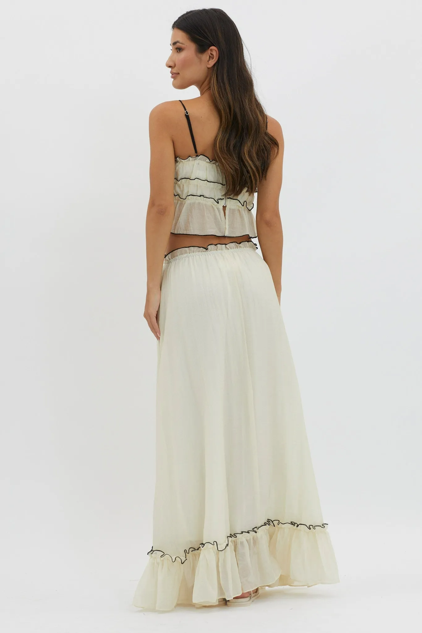 CYNTHIA BOW DETAIL RUCHED SKIRT SET