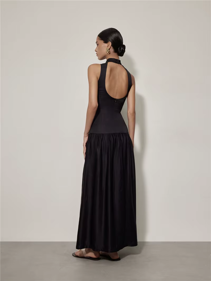 LAINE HIGH NECK BACKLESS MAXI DRESS