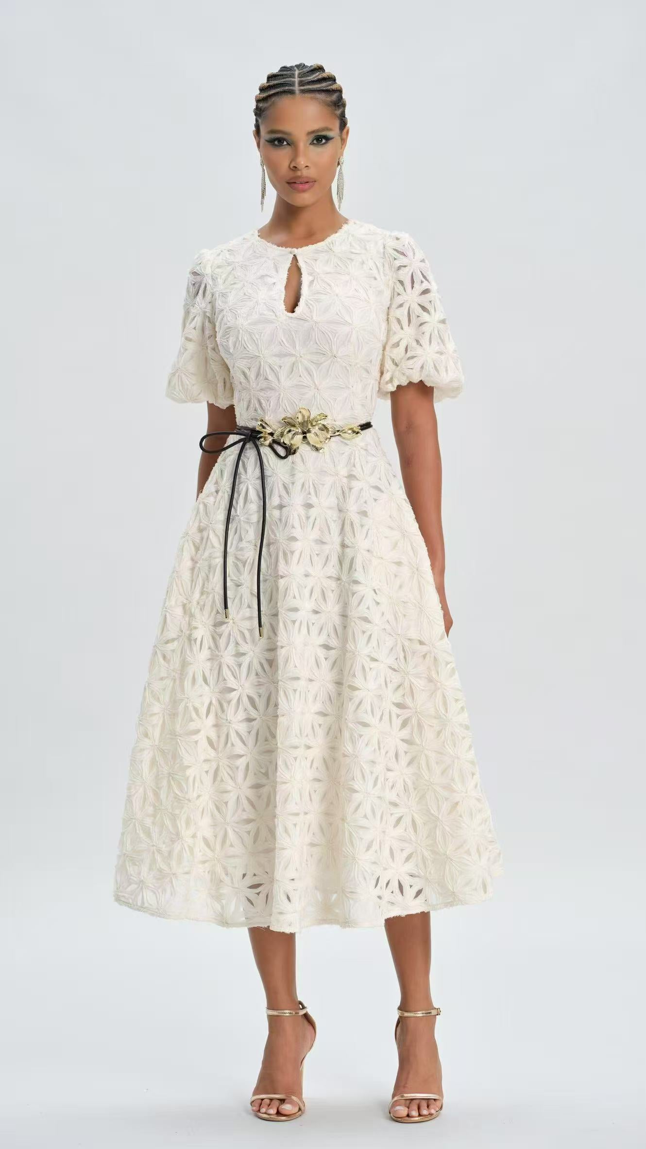 TEXTURED FLOWER DRESS